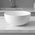 White porcelain soup bowl side view on clean white background
